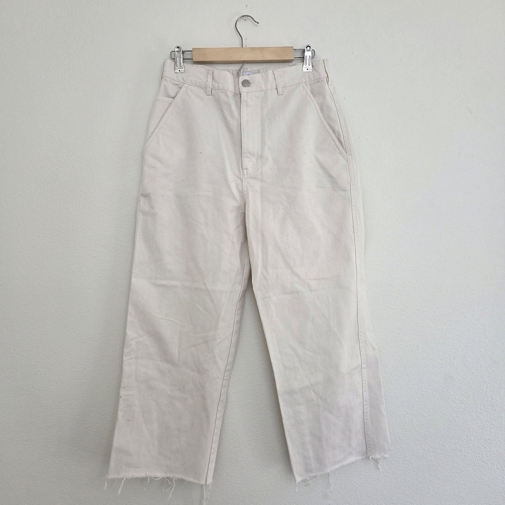 Obey Cream Wide-Leg Jeans With Raw Hem Size 27
